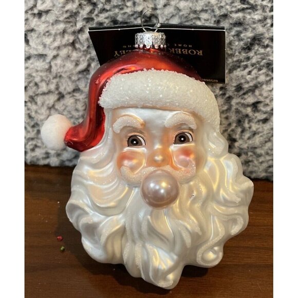 Robert Stanley Santa Head Glass‎ Christmas Ornament Bubblegum Blowing  NEW - Picture 1 of 3
